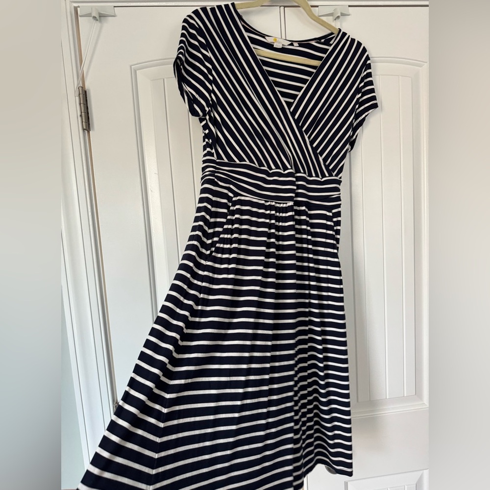 Boden Lola Jersey Dress - navy and white stripe
